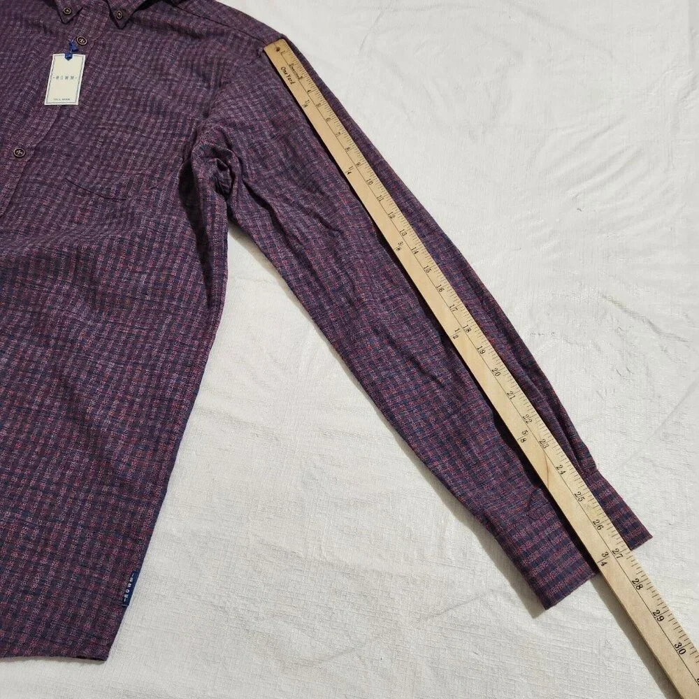 Rowm Mens Long Sleeve Button-Down Shirt Red/Blue Checkered size LT - Picture 6 of 11